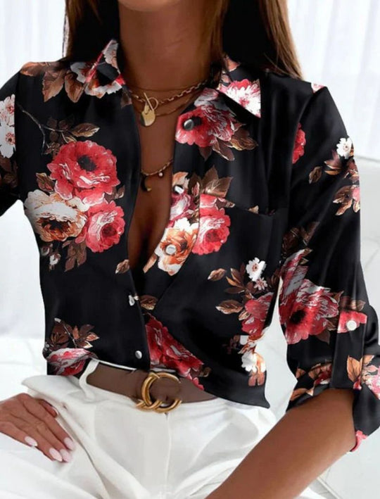 Damen-Sommerbluse mit Umlegekragen