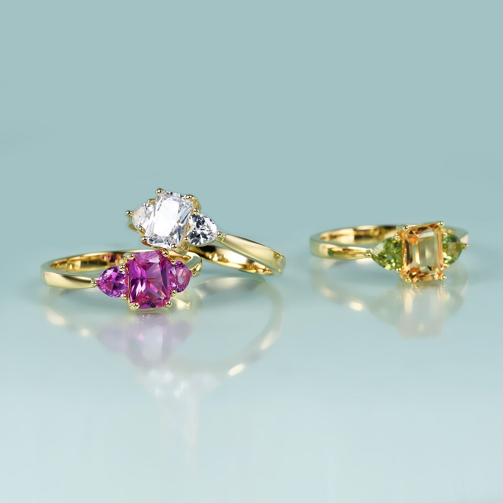 Moissanit-Verlobungsring. Meghan Markle-Verlobungsring mit drei Steinen | Shop Nory