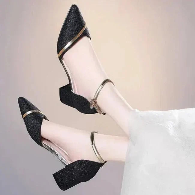 ShopNory | Elegante Blockabsatzschuhe für Frauen Knöchelriemen