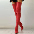 Oberschenkelhohe Stiletto Stiefel