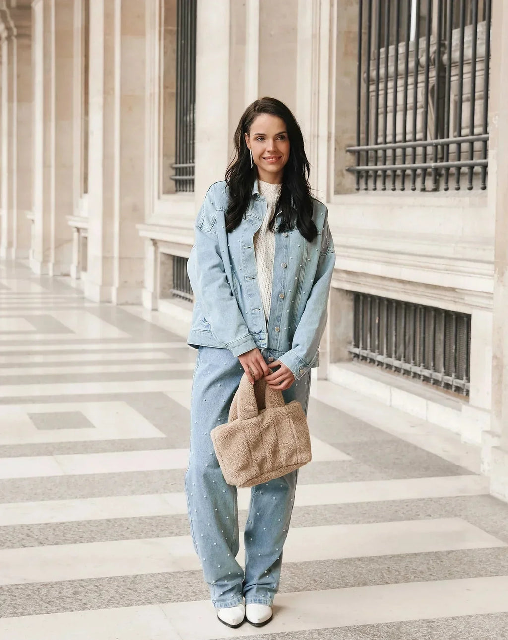 Shopnory | Denim Sparkle Pants mit Glitzer