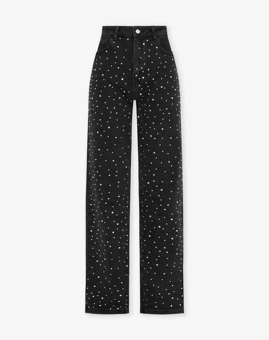 Shopnory | Denim Sparkle Pants mit Glitzer