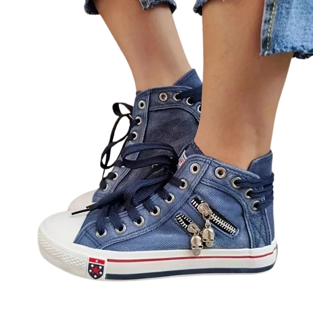 Damen Denim Hi-Top Sneakers