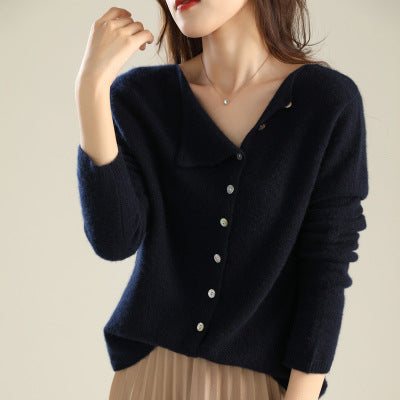Strickjacke Weiches Strick Knopfverschluss Bequemer Lässiger Schnitt