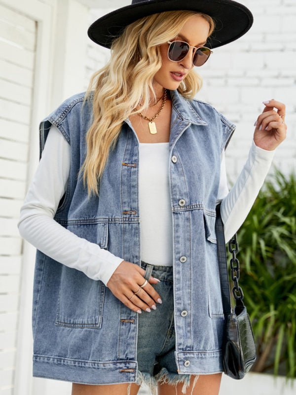 Neues Denim-Weste Sommermode-Trend Denim Ärmellose Weste