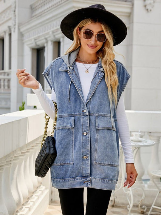 Neues Denim-Weste Sommermode-Trend Denim Ärmellose Weste
