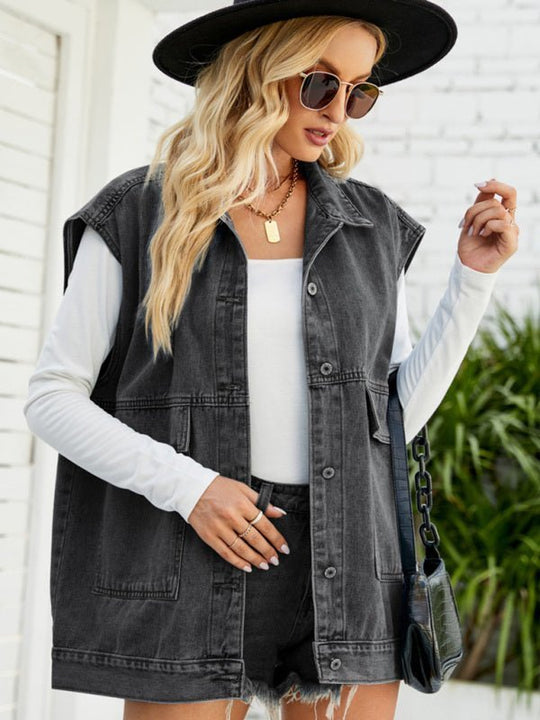 Neues Denim-Weste Sommermode-Trend Denim Ärmellose Weste