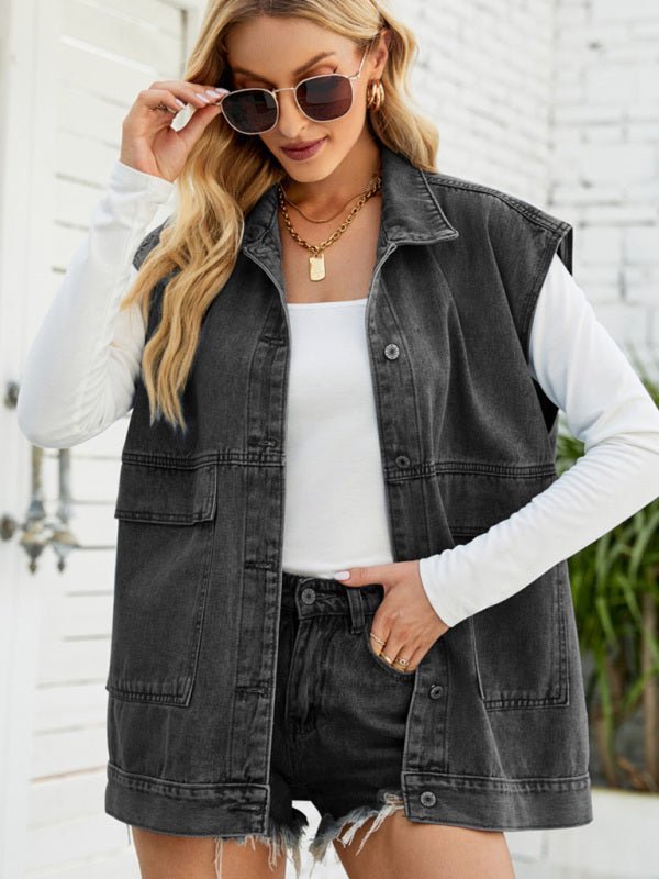 Neues Denim-Weste Sommermode-Trend Denim Ärmellose Weste