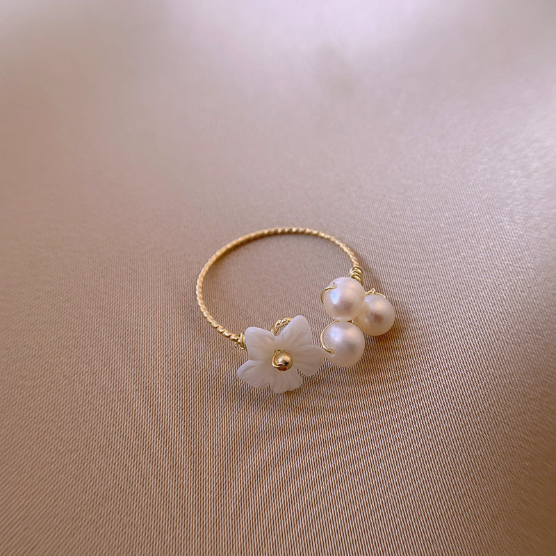 Neue exquisite Perlenmuschel Blütenring | Shop Nory