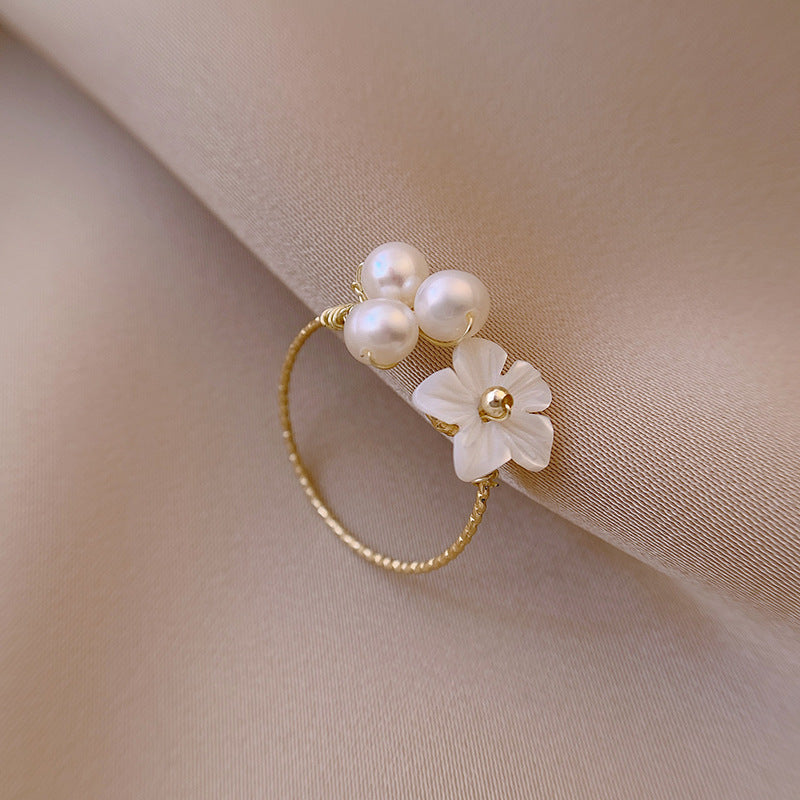Neue exquisite Perlenmuschel Blütenring | Shop Nory
