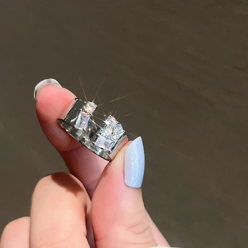 Neue geometrische Zirkon Funkel verstellbare Ring | Shop Nory