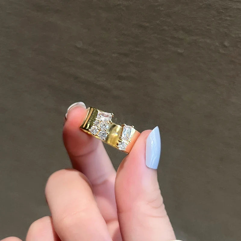 Neue geometrische Zirkon Funkel verstellbare Ring | Shop Nory