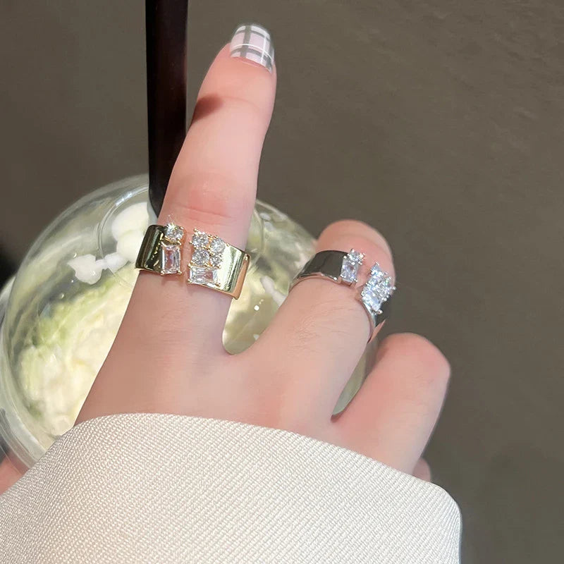 Neue geometrische Zirkon Funkel verstellbare Ring | Shop Nory