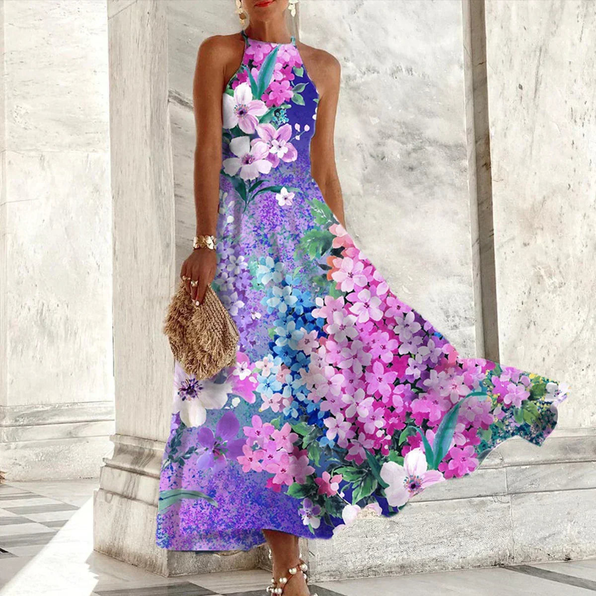 Shopnory | Ärmelloses Maxikleid mit Halter