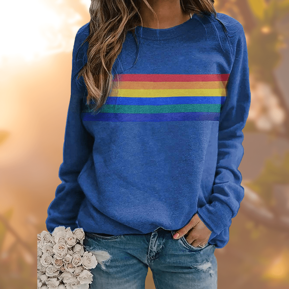 Regenbogenstreifen Sweatshirt