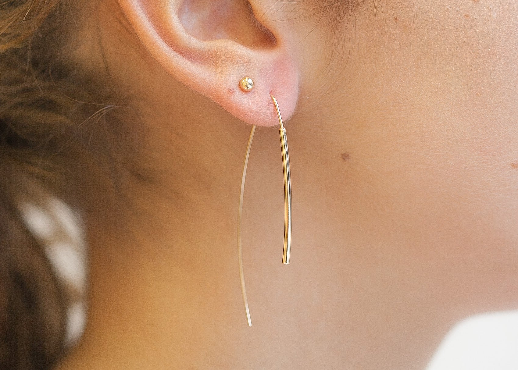 Minimalistische offene Creolen - 16Karat vergoldet | Shop Nory