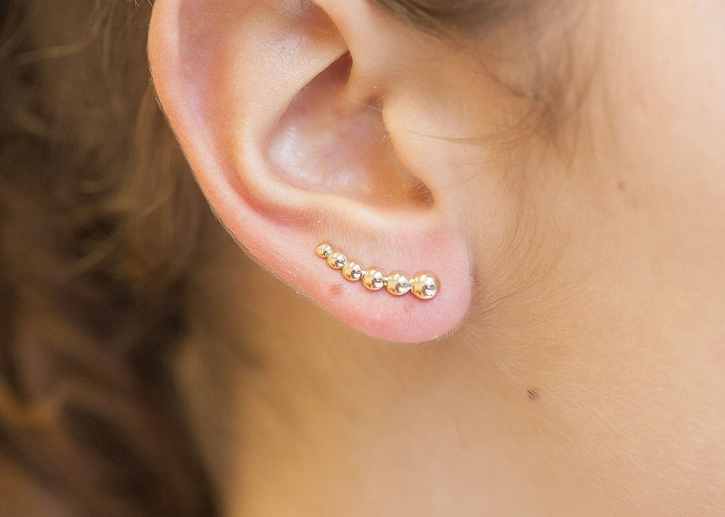 Ohrringe Ear Climber Kugeln vergoldet | Shop Nory