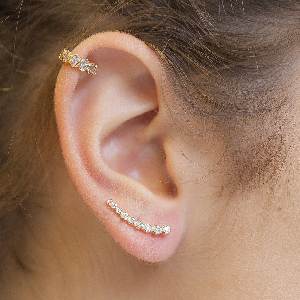 Ohrklemme mit Zirkonia Vergoldet - Ear Climber | Shop Nory