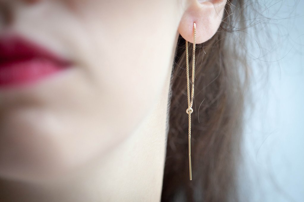 Durchzieher Ohrringe vergoldet Ohrhänger für Damen | Shop Nory