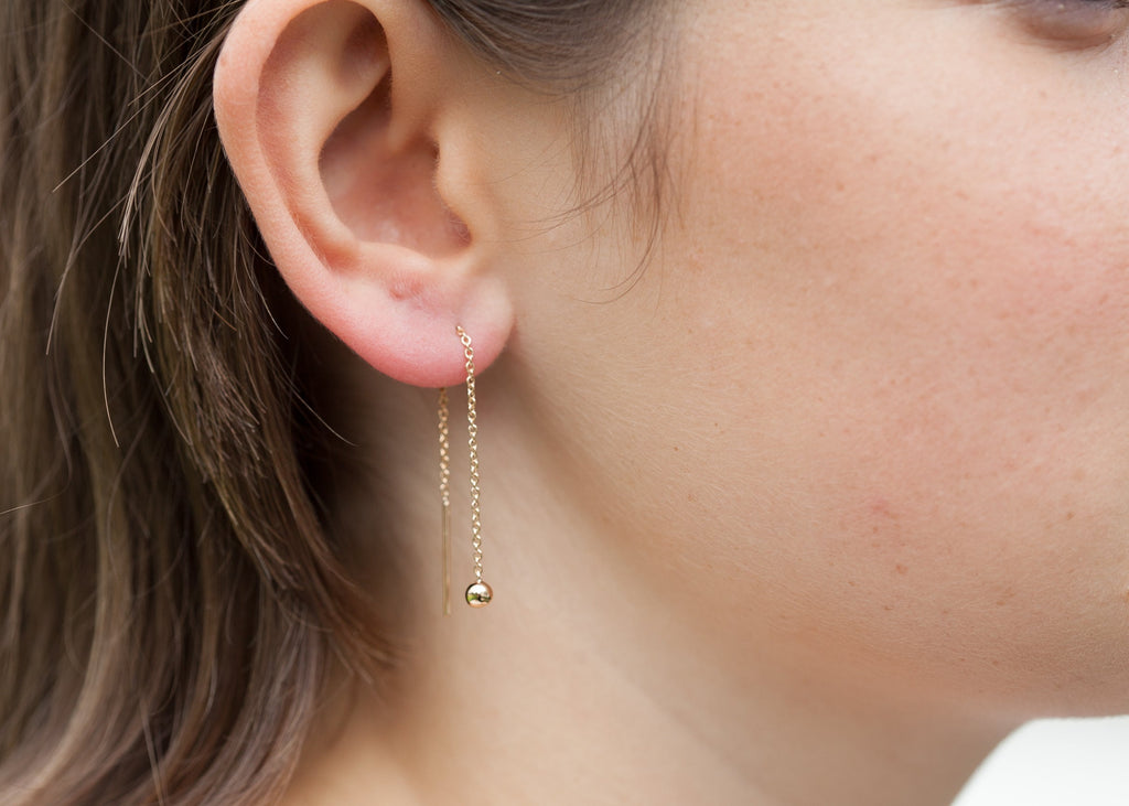 Durchzieher Ohrringe mit Kugel 16K Vergoldet | Shop Nory
