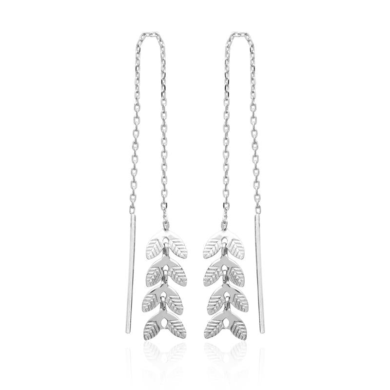 Hängende Ohrkettchen in Blattform aus Silber - Ohrringe für Damen | Shop Nory