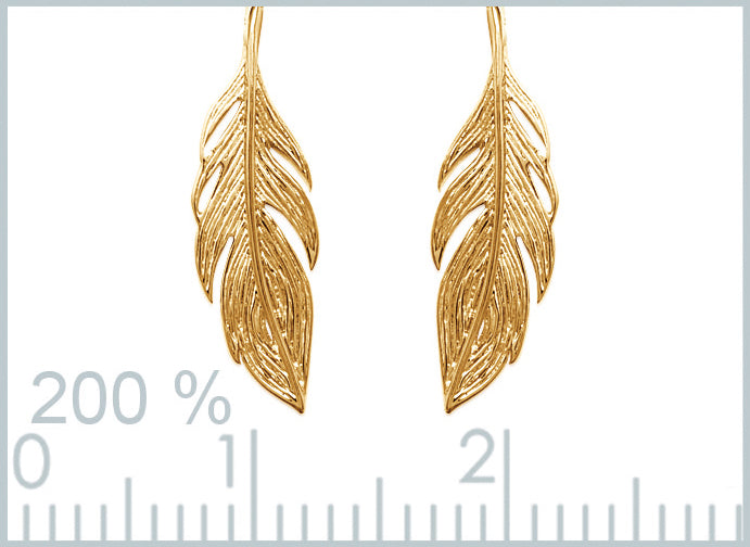Damen Ohrhänger Lang Feder Vergoldet - Durchzieh-Ohrringe mit Blatt | Shop Nory