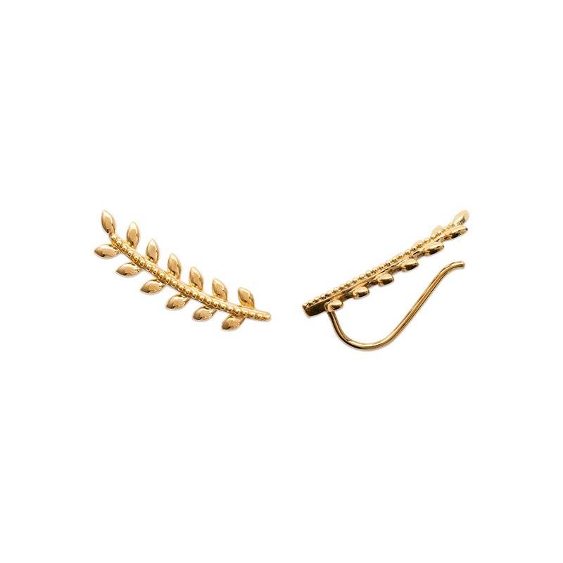 Ohrklemme / Ear Climber Blätter-Design 16K vergoldet | Shop Nory