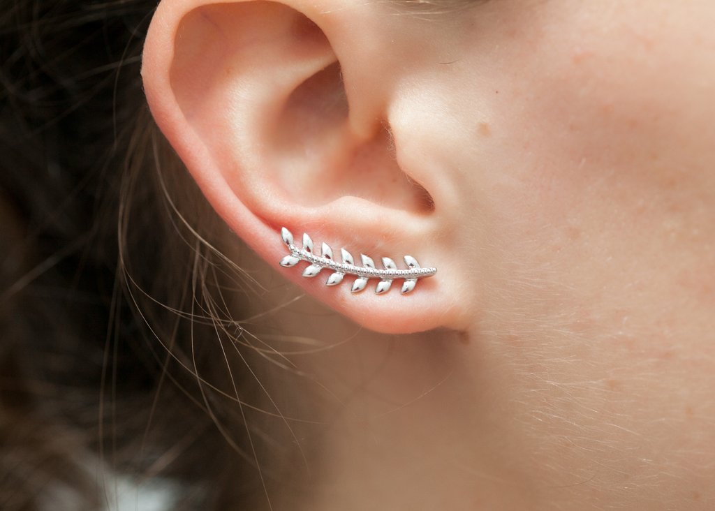 Ohrklemme Blätter aus Silber - Ear Climber - Ohrschieber Silber | Shop Nory