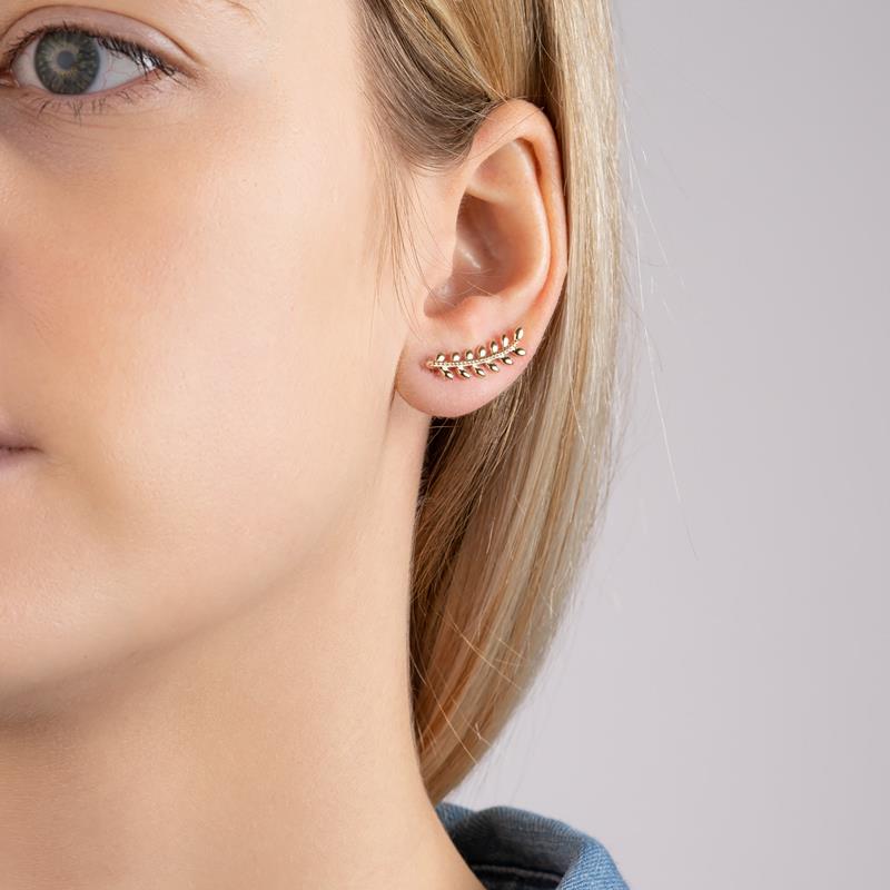 Ohrklemme / Ear Climber Blätter-Design 16K vergoldet | Shop Nory