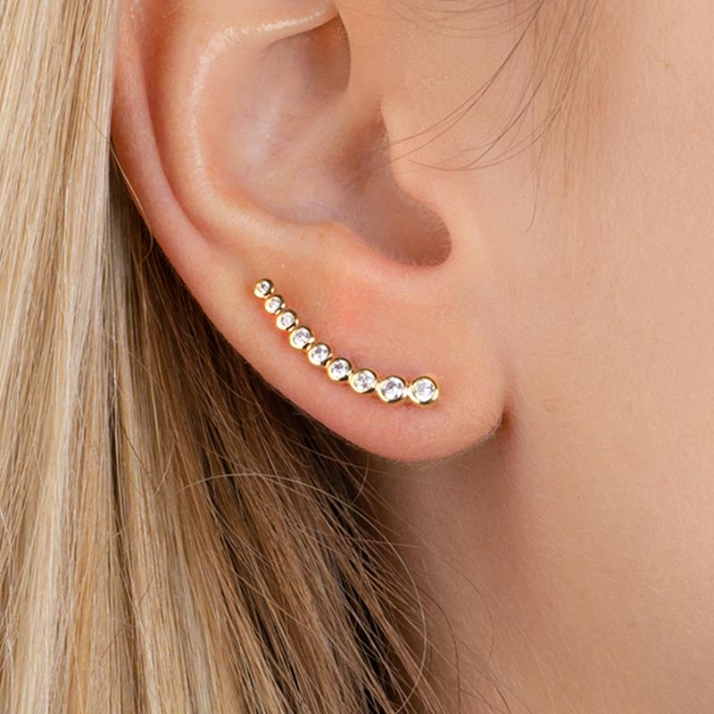 Ohrklemme mit Zirkonia Vergoldet - Ear Climber | Shop Nory