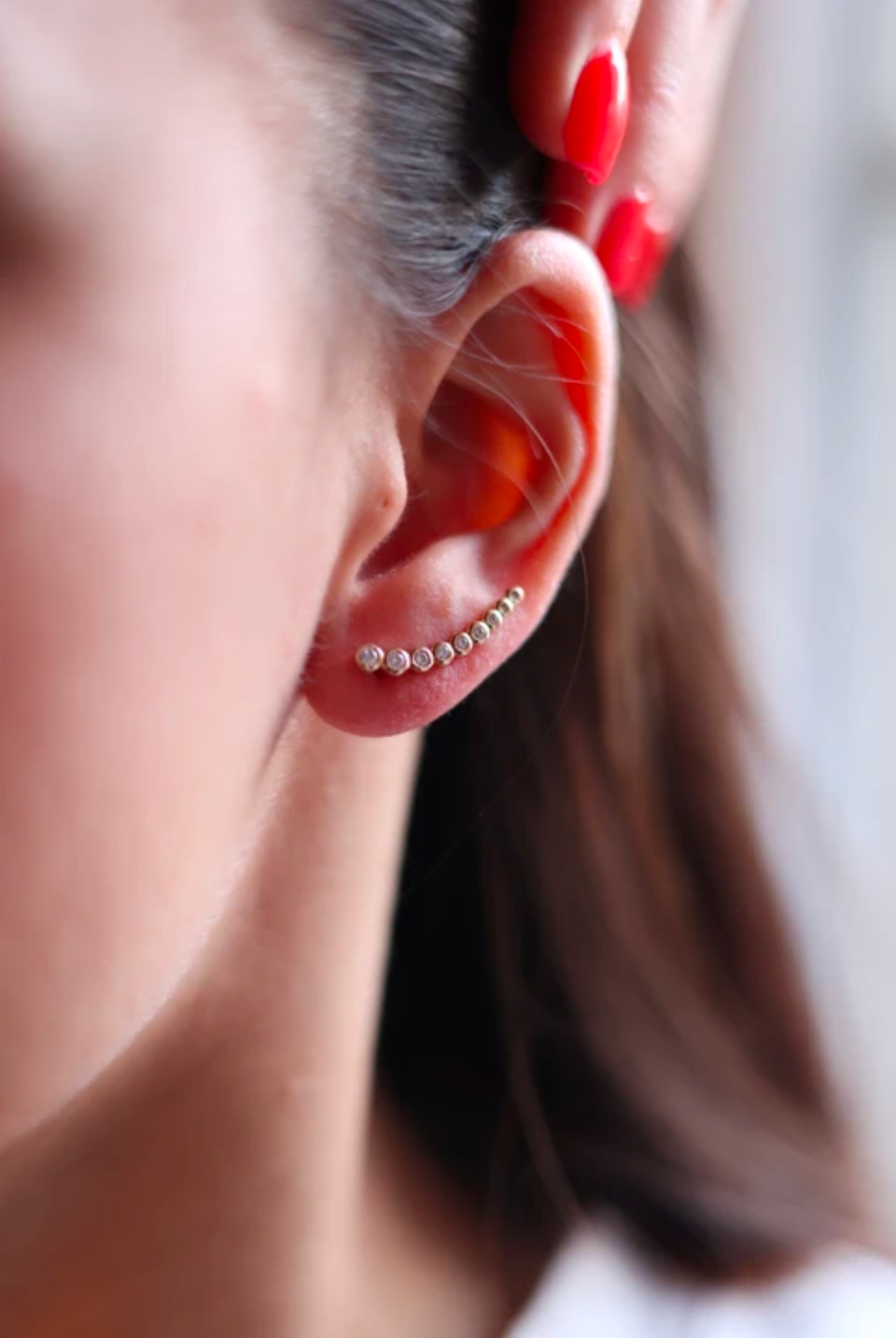 Ohrklemme mit Zirkonia Vergoldet - Ear Climber | Shop Nory