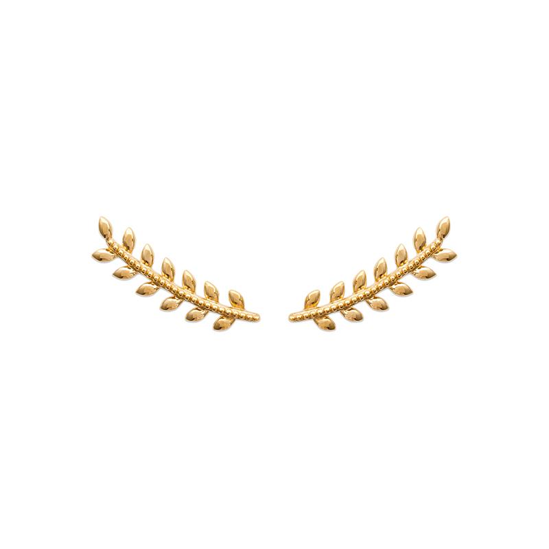 Ohrklemme / Ear Climber Blätter-Design 16K vergoldet | Shop Nory