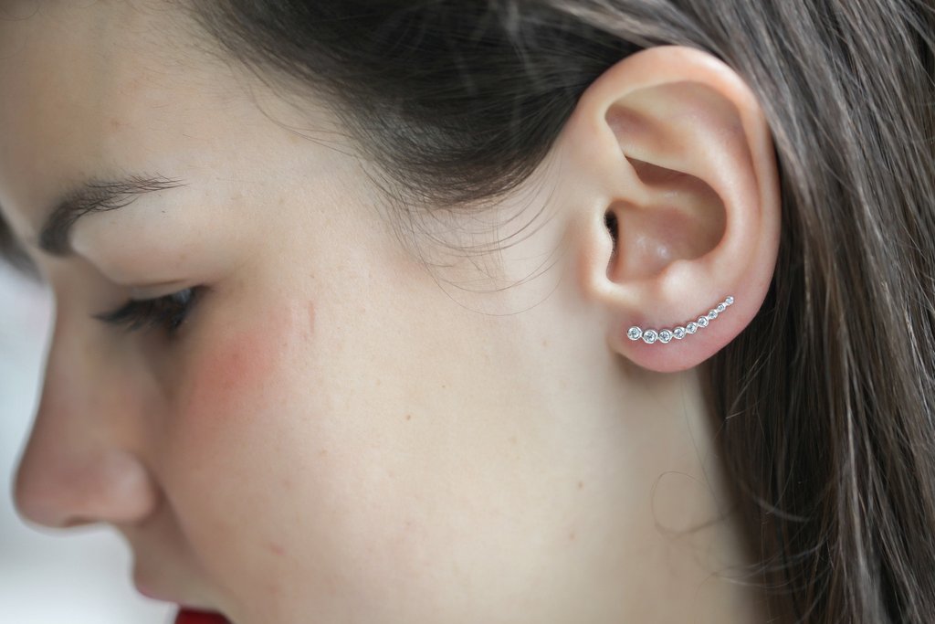 Ohrklemme mit Zirkonia aus Silber - Ear Climber - Ohrschieber Steine | Shop Nory