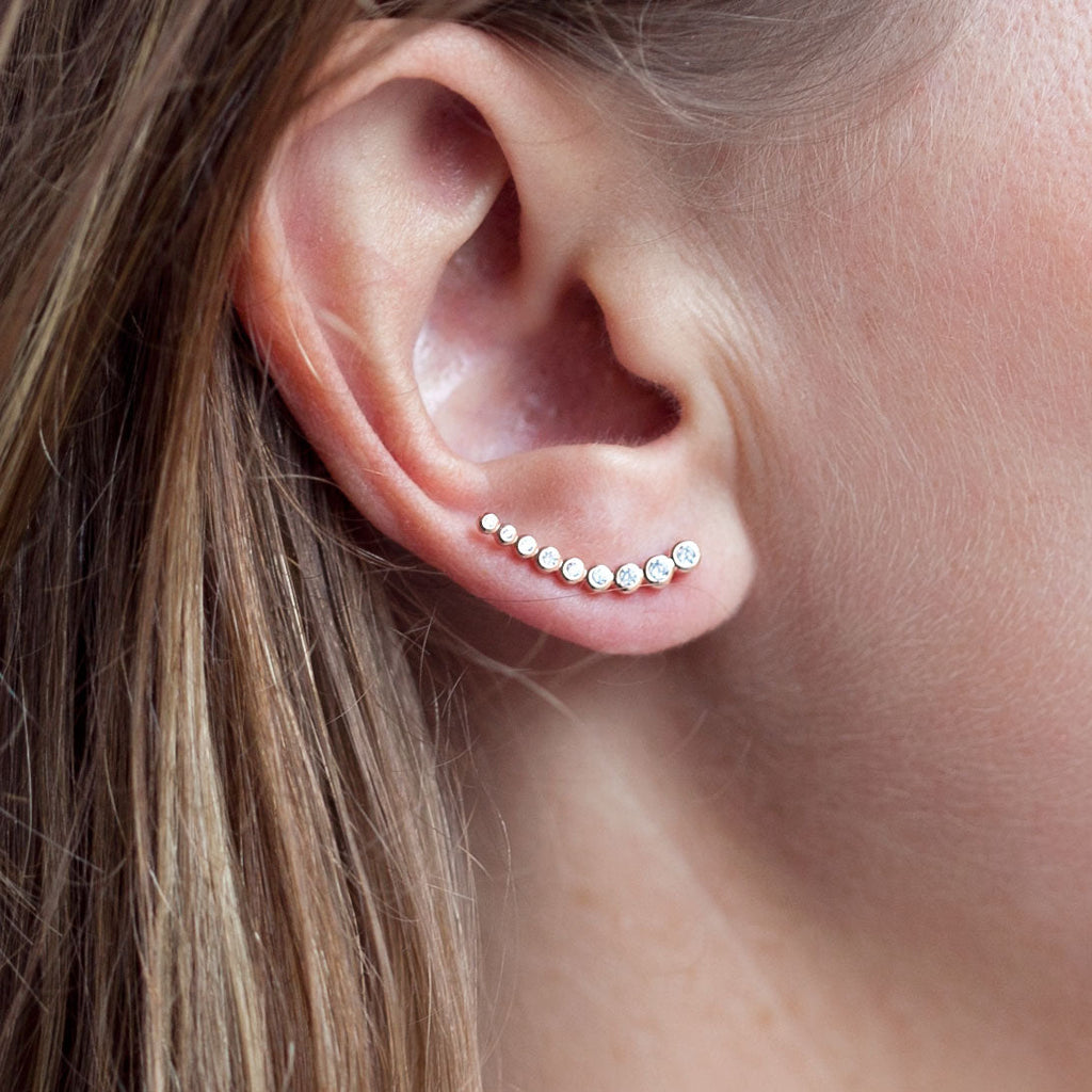 Ohrklemme mit Zirkonia Rosévergoldet - Ear Climber - Ohrschieber | Shop Nory