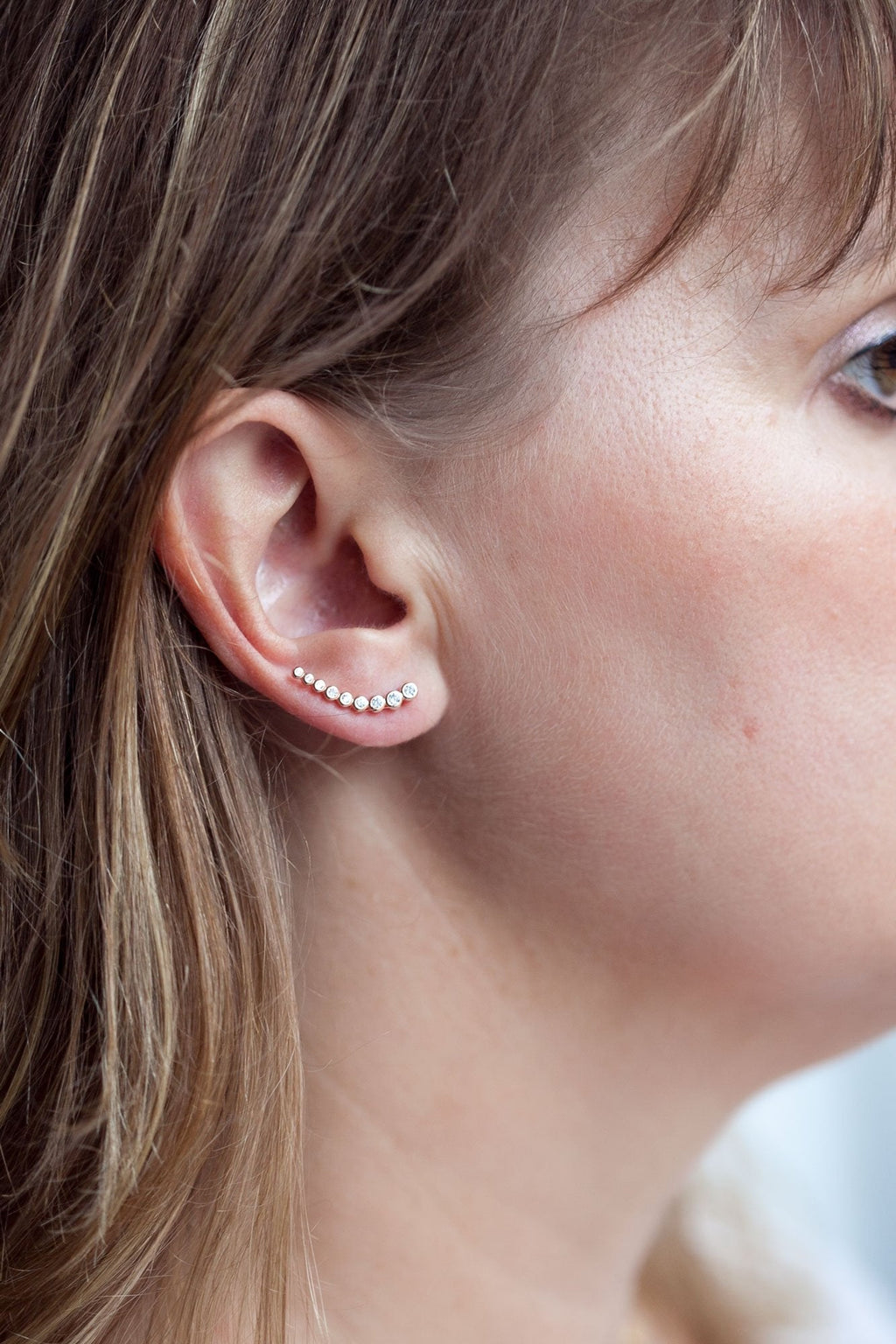 Ohrklemme mit Zirkonia Rosévergoldet - Ear Climber - Ohrschieber | Shop Nory