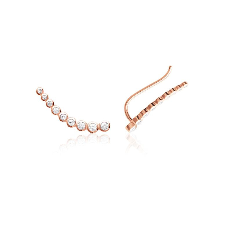 Ohrklemme mit Zirkonia Rosévergoldet - Ear Climber - Ohrschieber | Shop Nory