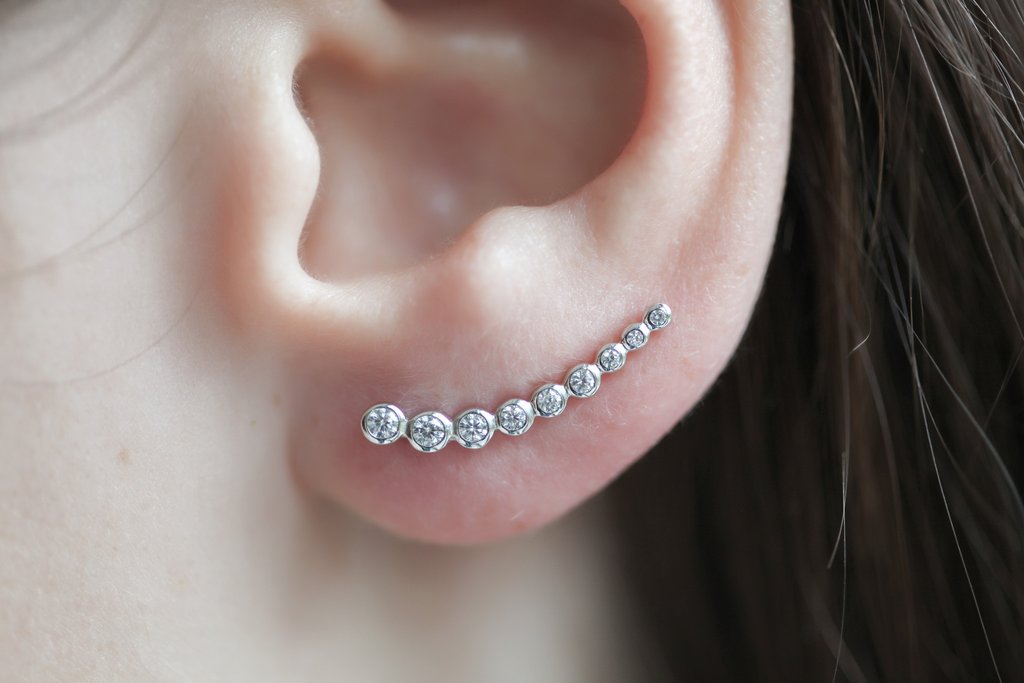 Ohrklemme mit Zirkonia aus Silber - Ear Climber - Ohrschieber Steine | Shop Nory