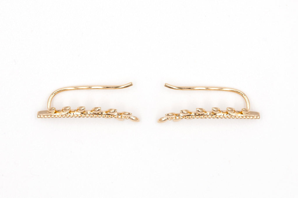 Ohrklemme / Ear Climber Blätter-Design 16K vergoldet | Shop Nory