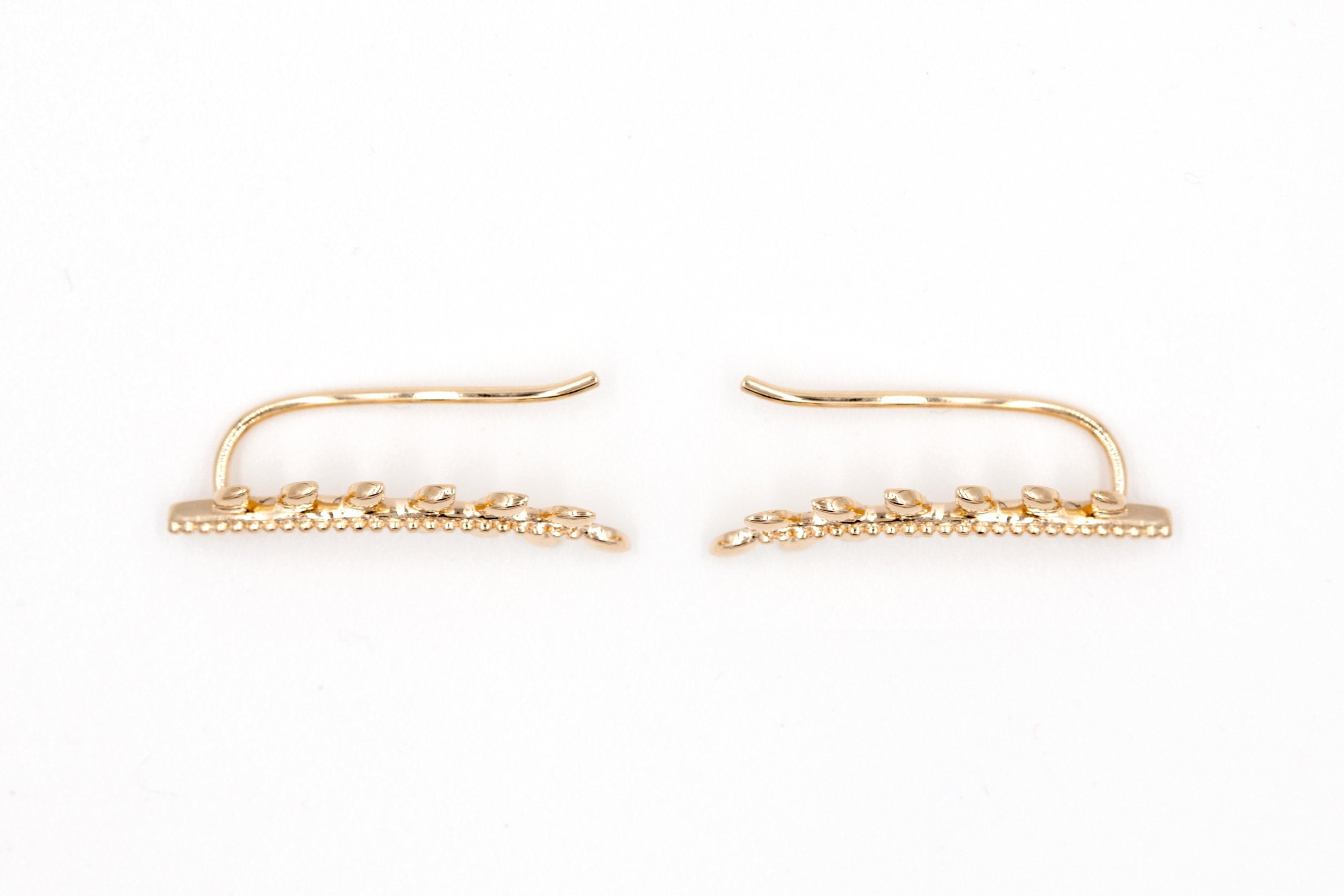 Ohrklemme / Ear Climber Blätter-Design 16K vergoldet | Shop Nory