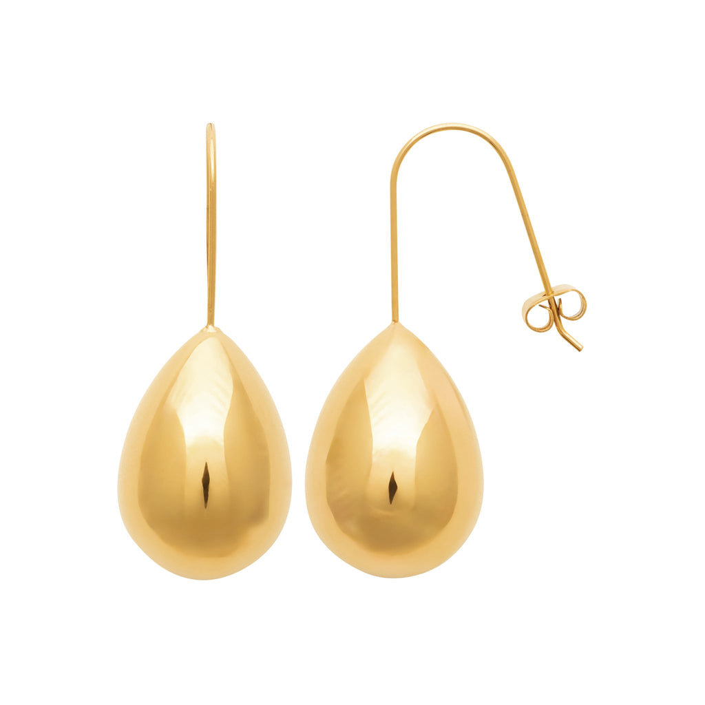 Tropfen-Ohrringe in goldfarbenem Edelstahl – Glänzende, wasserfeste Ohrringe | Shop Nory