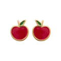 Roter Apfel Ohrstecker vergoldet - Apfel Ohrringe für Kinder | Shop Nory