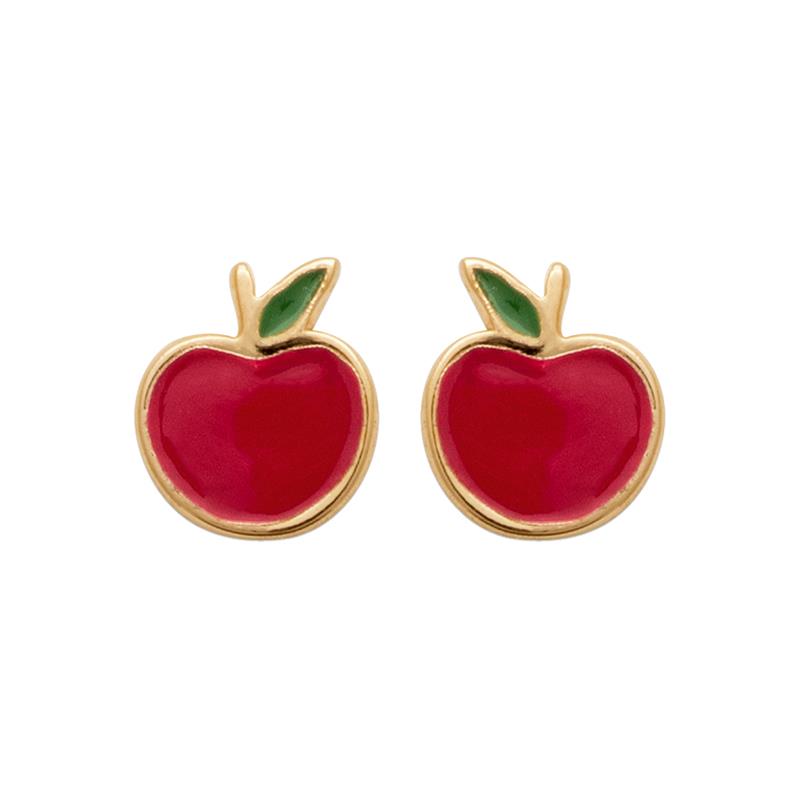 Roter Apfel Ohrstecker vergoldet - Apfel Ohrringe für Kinder | Shop Nory