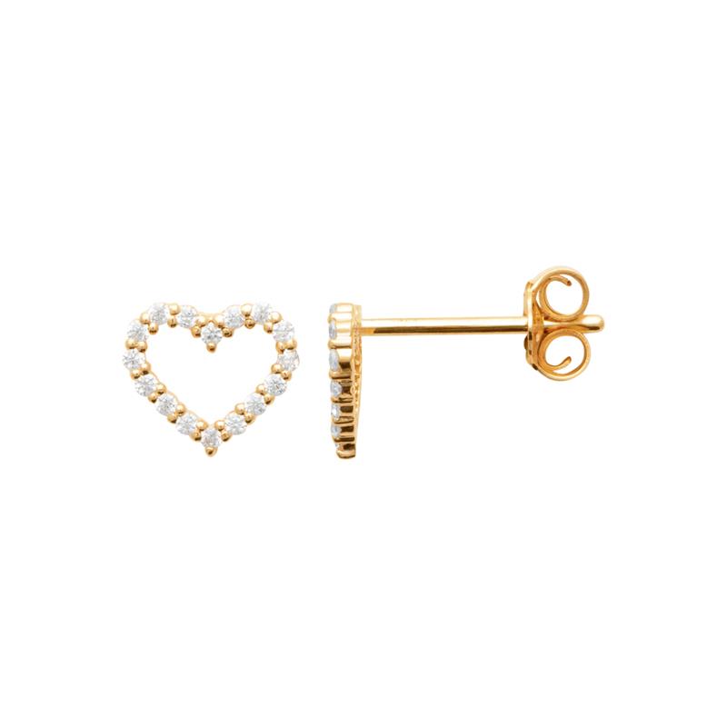 Herzförmige Stecker-Ohrringe mit Zirkonia Vergoldet | Shop Nory