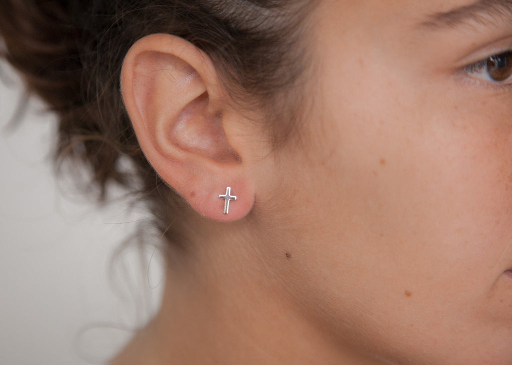 Kreuz Ohrstecker Vergoldet - Ohrringe für Damen | Shop Nory
