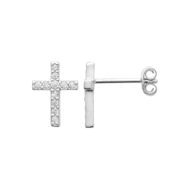 Kreuz Ohrstecker mit Zirkonia aus Silber - Ohrringe für Damen | Shop Nory