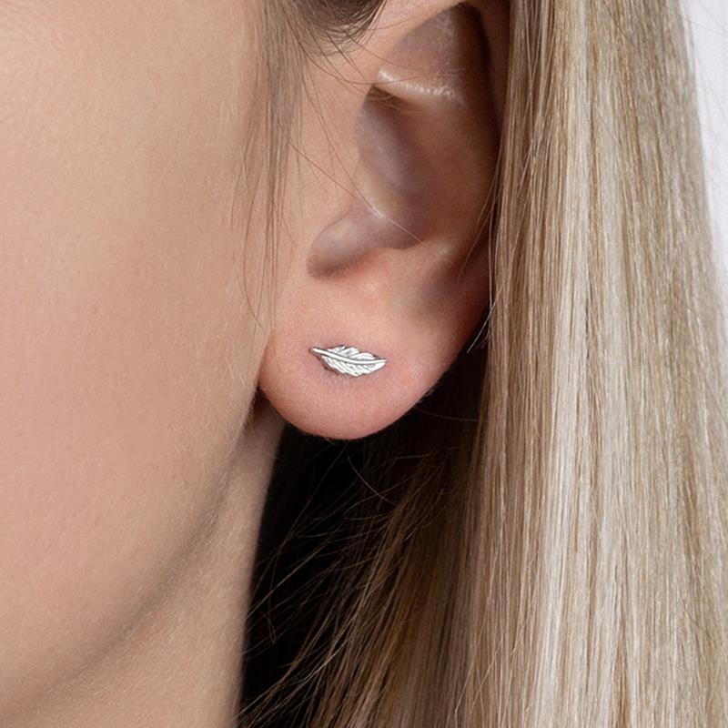 Ohrstecker Feder Boho Hippie Leichtigkeit Silber - Ohrringe für Damen | Shop Nory