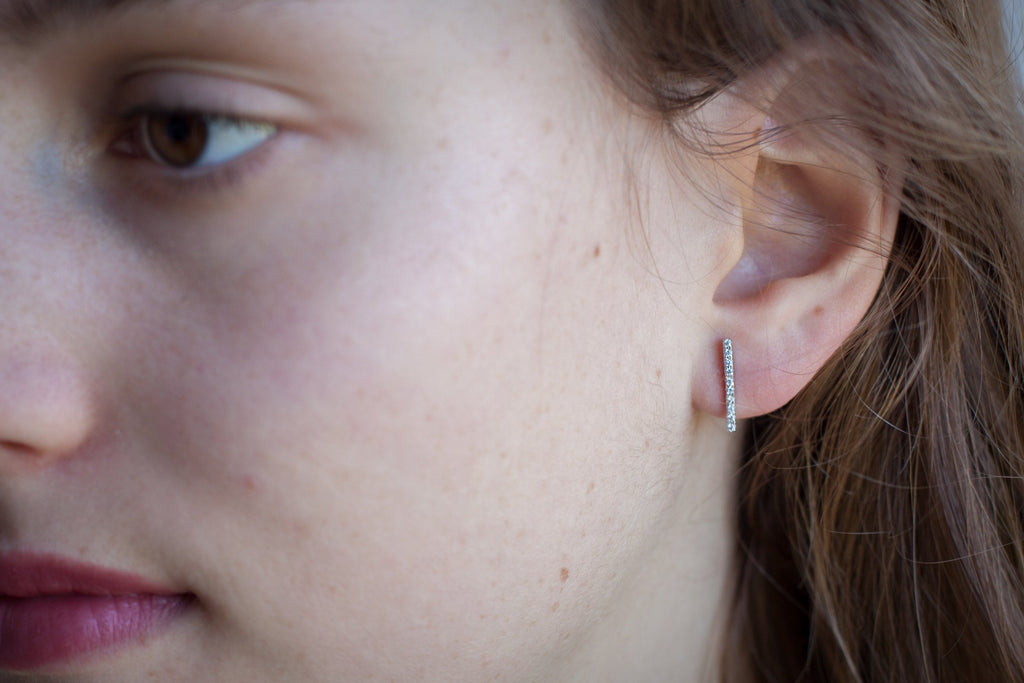 Ohrstecker Ohrringe Ohrschmuck, Stab Stäbchen mit Zirkonia schlicht 925 Silber | Shop Nory