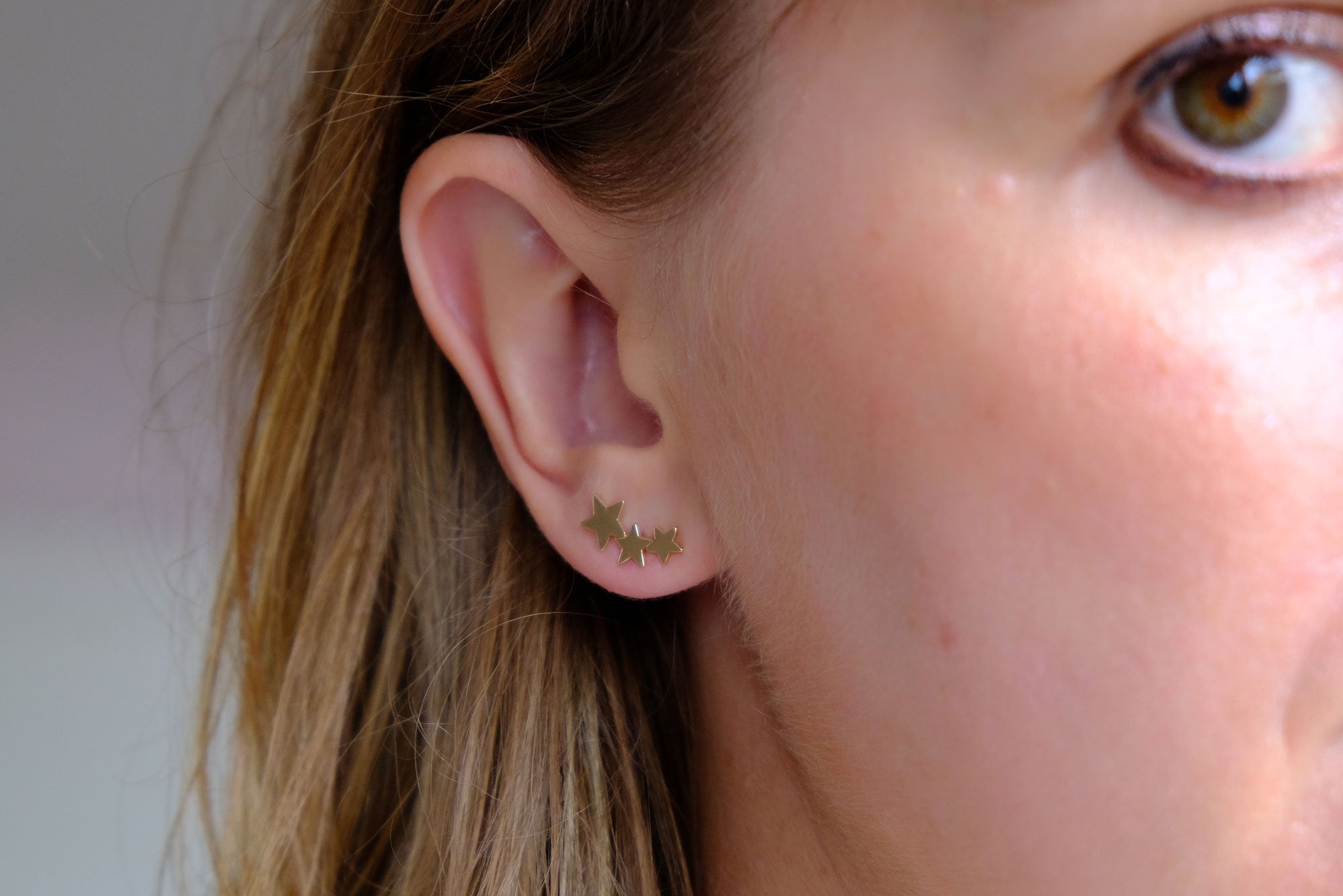 Ohrstecker mit 3 Sternen vergoldet - Ohrklemme für Damen | Shop Nory