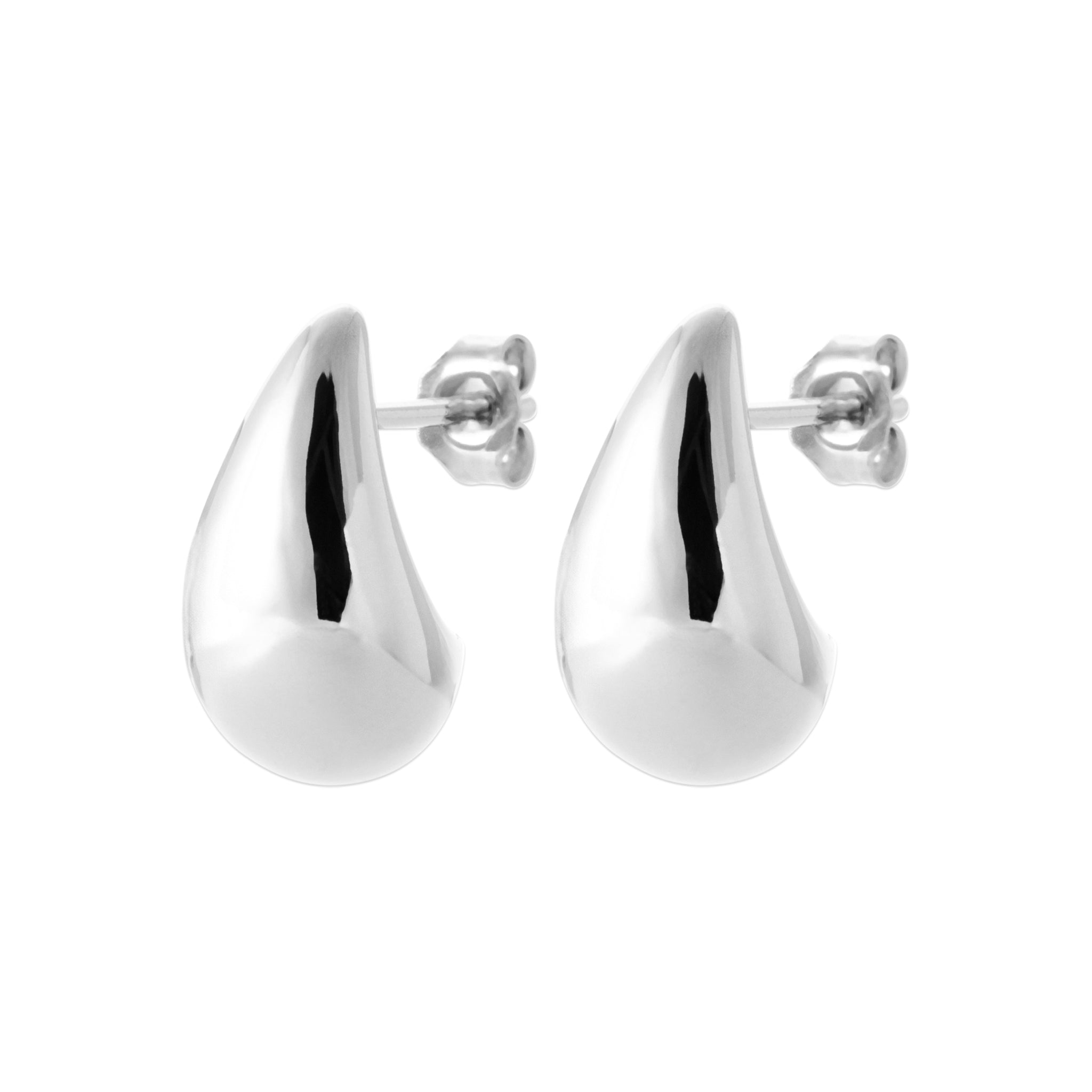 Silber Ohrstecker 925 – Elegante Tropfenform, glänzende geschwungene Ohrstecker | Shop Nory