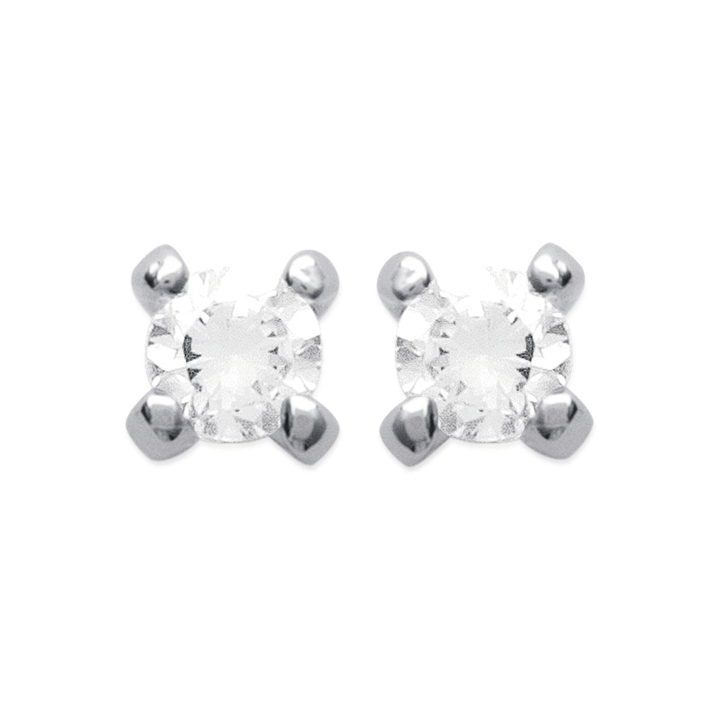 Silber Ohrstecker mit Zirkonia – kleine funkelnde Stecker (2 mm) | Shop Nory